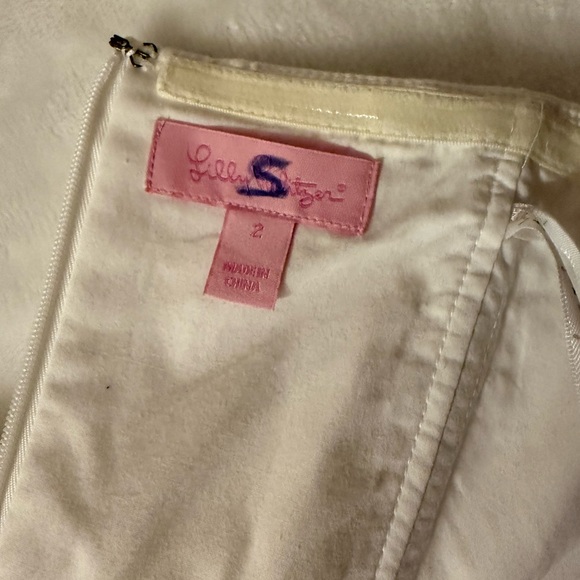 Lilly Pulitzer Strapless White Dress with Pink and Green Floral Design - Picture 10 of 10